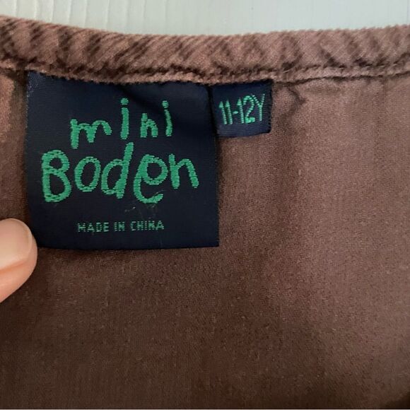 Mini Boden Brown Bohemian Corduroy Long Dress Floral Embroidery Size 10 runs big - Picture 3 of 9